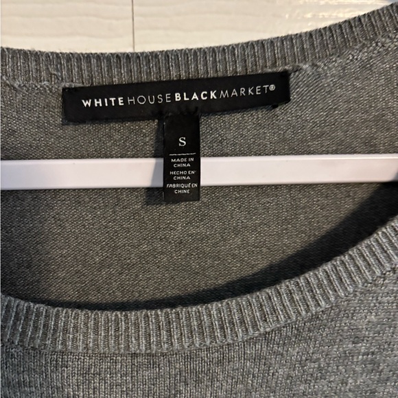 White House Black Market Gray Sweater with Snake Print Hem - Picture 3 of 3